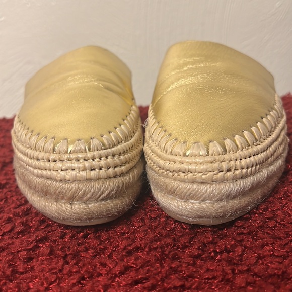 SAM EDELMAN-Gold Leather Espadrilles Slide Mules-Size 7 - Picture 4 of 17
